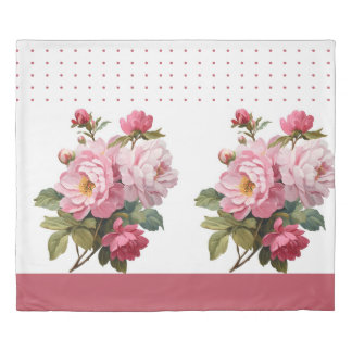 Elegant Pink Peony Floral Duvet Cover