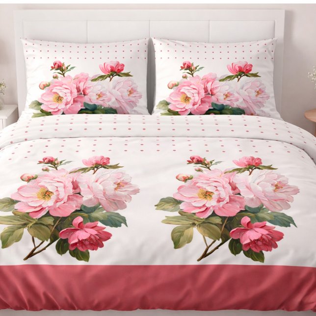 Elegant Pink Peony Floral Duvet Cover (Creator Uploaded)