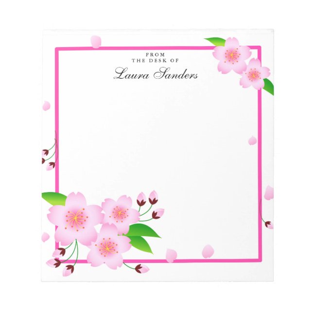 Elegant Pink Peony Flower Personalized Notepad (Front)