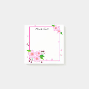 Elegant Pink Peony Flower Personalized Post-it Notes