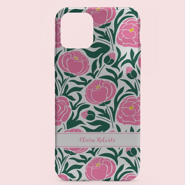 Elegant Pink Peony Flowers Personalized Case-Mate iPhone Case (Creator Uploaded)