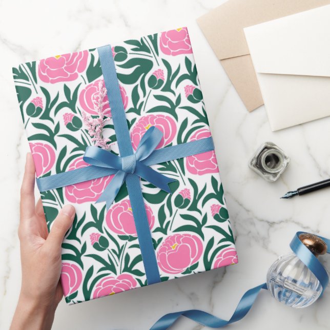 Elegant Pink Peony Flowers Wrapping Paper (Gifting)