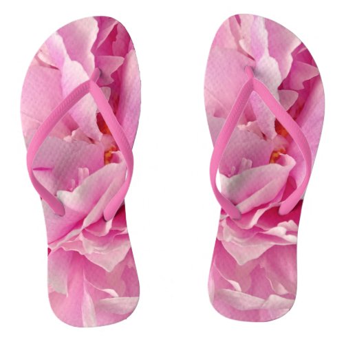 Elegant Pink Peony Photo Flip Flops
