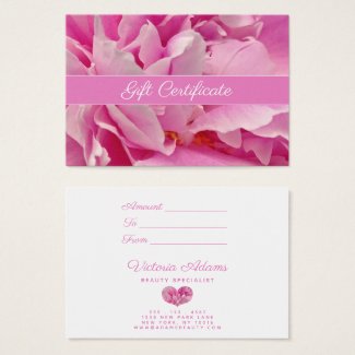 Elegant Pink Peony Photo | Salon Gift Certificate