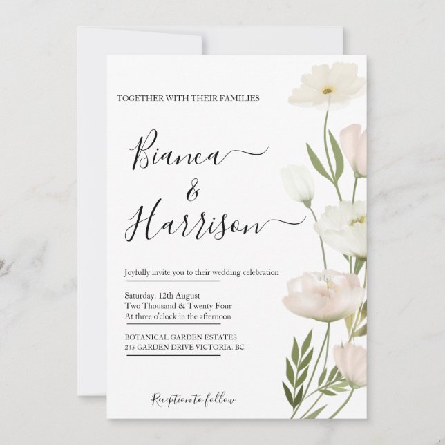 Elegant Pink Peony Photo Save The Date (Front)