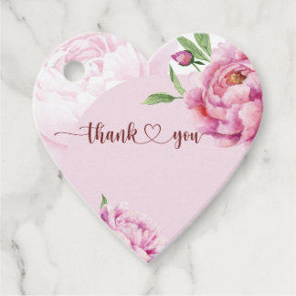 Elegant Pink Peony Thank You Favor Tags