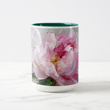 Elegant Pink Peony Thick Impasto Oil Painting 