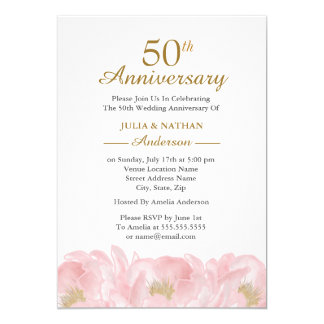 Elegant Pink Peony Wedding Anniversary Invitation