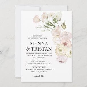 Elegant Pink Peony Wedding Invitation
