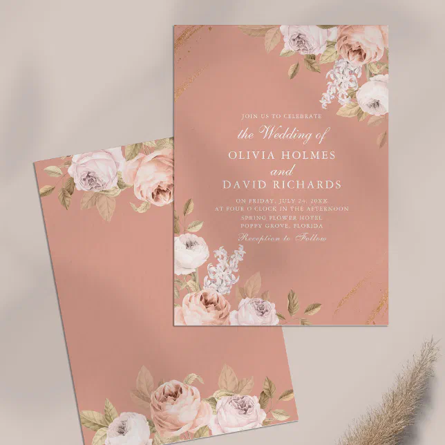 Elegant Pink Peony Wedding Invitation Zazzle