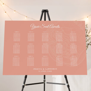 Elegant Pink Peony Wedding Seating Chart Foam Board