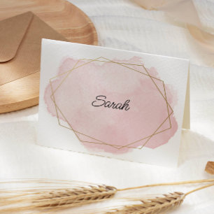 Elegant Pink Personalized Folded Note Card
