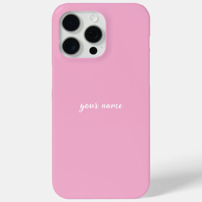 Elegant Pink Personalized iPhone 15 Pro Max Case w (Back)