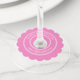 elegant pink personalized names wine glass tags