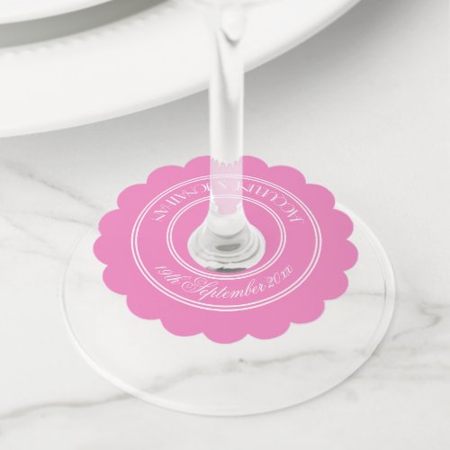elegant pink personalized names wine glass tags