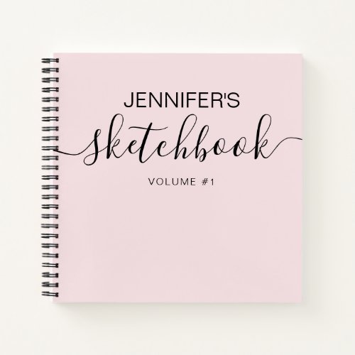 Elegant Pink Personalized Sketchbook Your Name Notebook