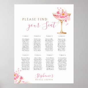Elegant Pink Petal Prosecco Seating Chart Digital