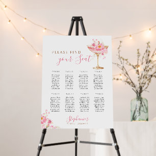 Elegant Pink Petal Prosecco Seating Chart Foam Board