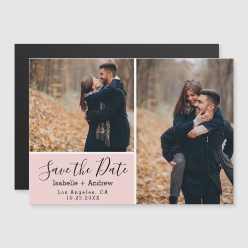 Elegant Pink Photo Save the Date Magnetic Invitation