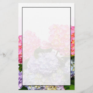 Elegant pink pink purple blue florals hydrangeas stationery