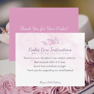 Elegant Pink Piping Bag Cookie Care Instructions Thank You Card
