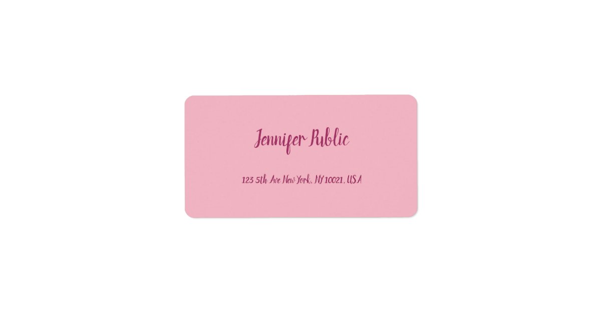 Elegant Pink Plain Handwriting Script Text Modern Label | Zazzle