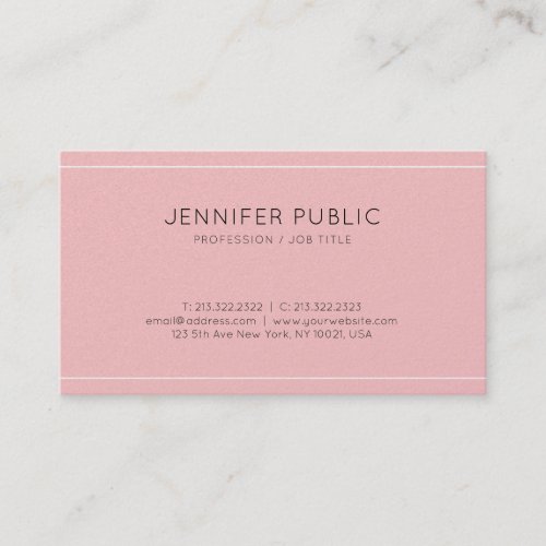 Elegant Pink Plain Luxury Premium Pearl Finish Business Card