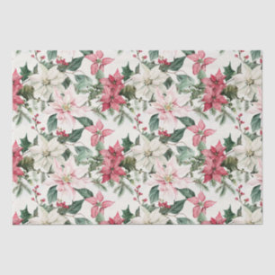 Elegant Pink Poinsettias Christmas Tissue Paper