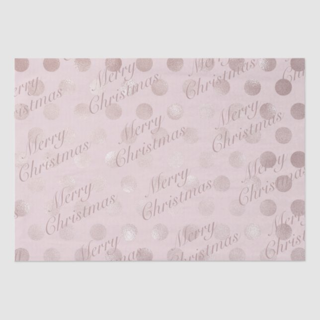 Elegant Pink Polka Dot Merry Christmas Tissue Paper (Front)