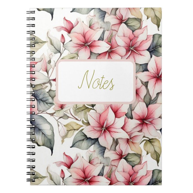 Elegant pink posettia notebook (Front)