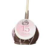 Elegant Pink Princess Crown Quinceanera Cake Pops (Front)