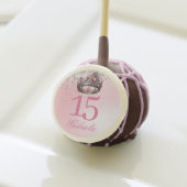 Elegant Pink Princess Crown Quinceanera Cake Pops (Front Insitu)