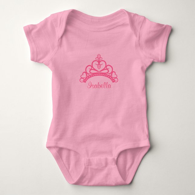 Elegant Pink Princess Tiara, Crown for Baby Girls Bodysuit (Front)