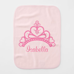 Elegant Pink Princess Tiara, Crown for Baby Girls Burp Cloth