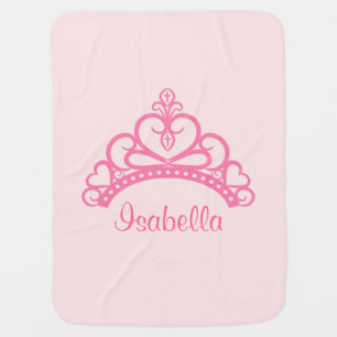 Elegant Pink Princess Tiara, Crown for Baby Girls Receiving Blanket