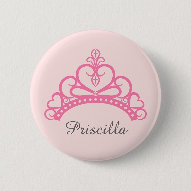 Elegant Pink Princess Tiara, Crown for Girls Pinback Button (Front)
