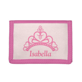 Elegant Pink Princess Tiara, Crown for Girls Tri-fold Wallets