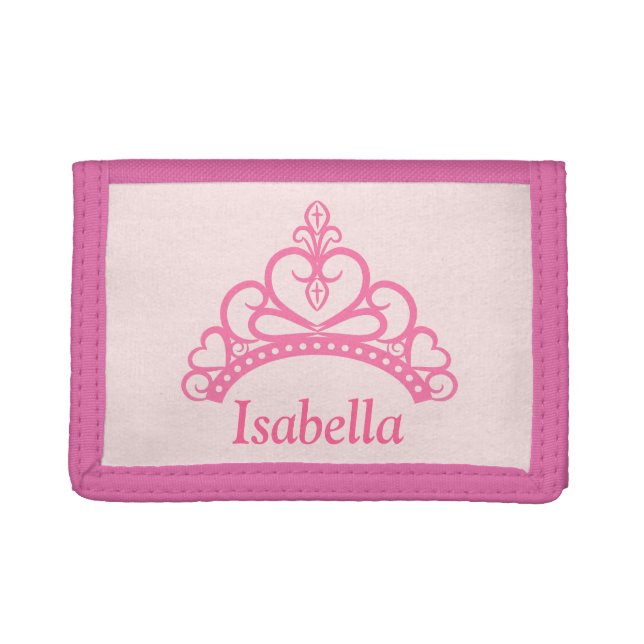 Elegant Pink Princess Tiara, Crown for Girls Trifold Wallet (Front)