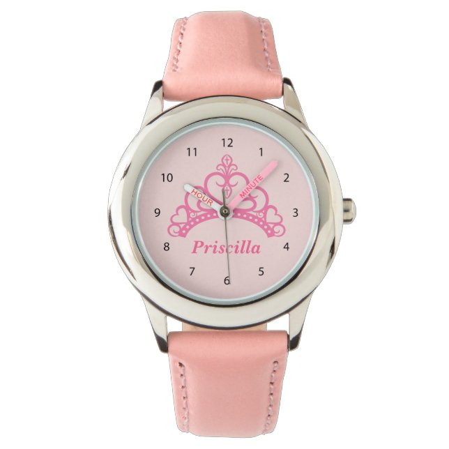 Elegant Pink Princess Tiara, Crown for Girls Watch (Front)