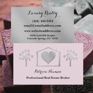 Elegant Pink Pro Real Estate Broker Business Card