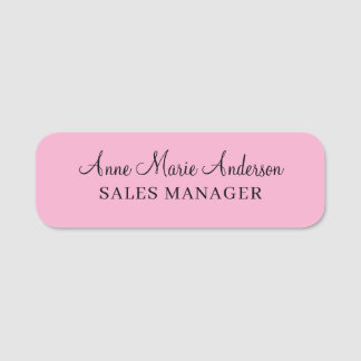 Elegant Pink Professional Name Tag