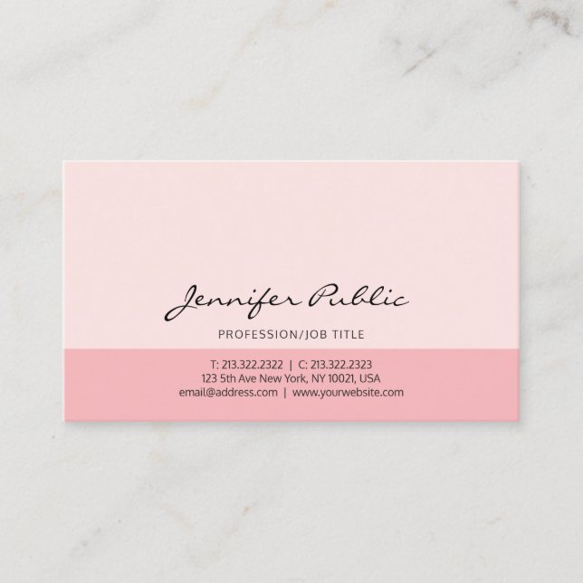 Elegant Pink Professional Simple Modern Design Business Card (Front)