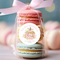 Elegant Pink Pumpkin Baby Shower Favor Thank You Classic Round Sticker