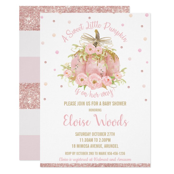 pink pumpkin baby shower invites