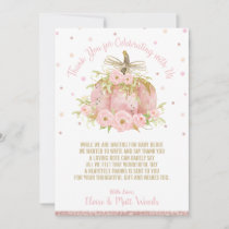 Elegant Pink Pumpkin Baby Shower Girl Thank You Card
