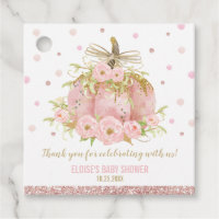 Elegant Pink Pumpkin Baby Shower Girl Thank You Favor Tags