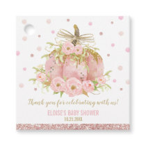 Elegant Pink Pumpkin Baby Shower Girl Thank You Favor Tags