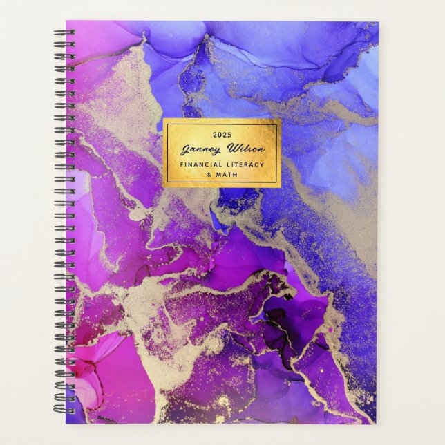 Elegant Pink Purple Abstract College Planner (Front)
