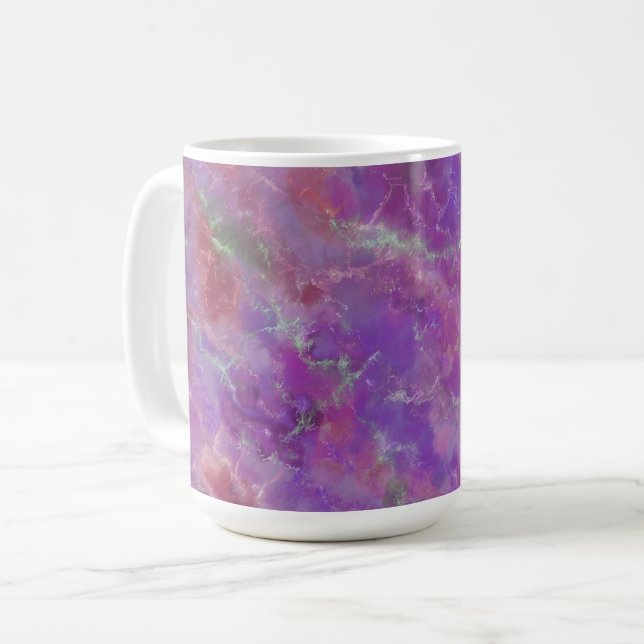 Elegant Pink, Purple and Silver Marble Pattern  Coffee Mug (Front Left)