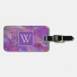 Elegant Pink, Purple, and Silver Marble Pattern Luggage Tag